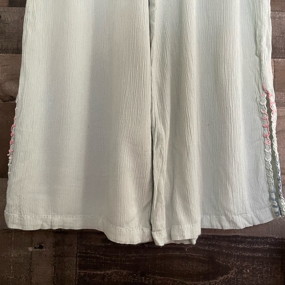 Summer Pants Wide Leg Sage/Mint Green Lightweight Hippie Boho Festival - Picture 7 of 12